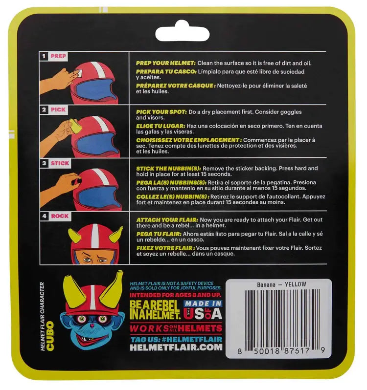 Helmet Flair MagNeatOhz package detail showing instructions printed on the back