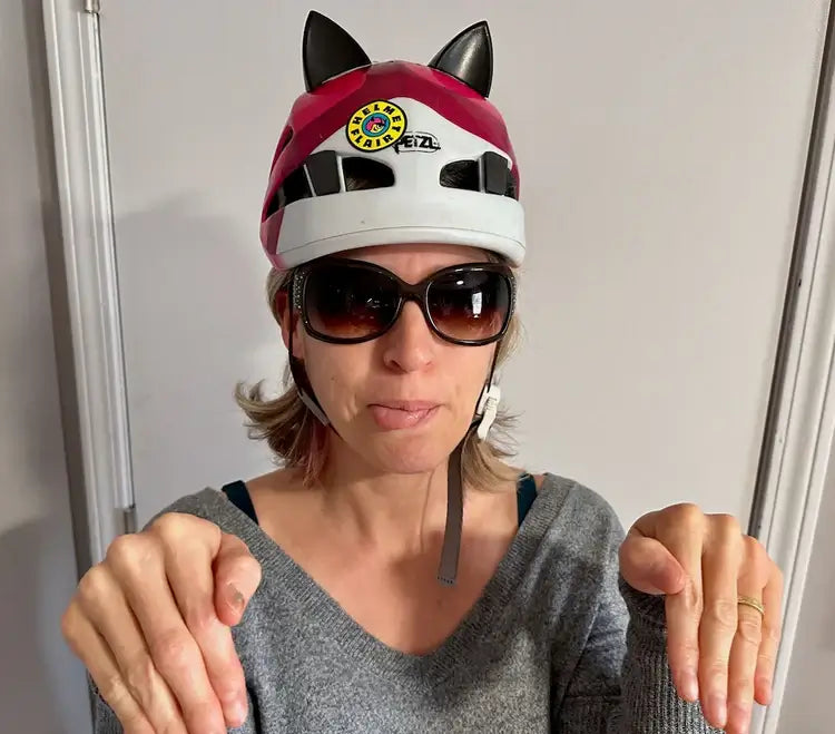 helmet flair wearer showing off