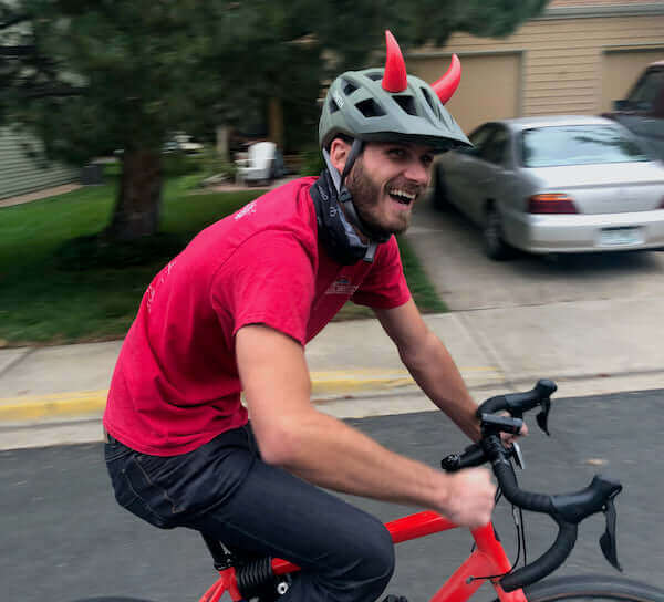 Helmet Flair MagNeatOhz modeled by a bicyclist