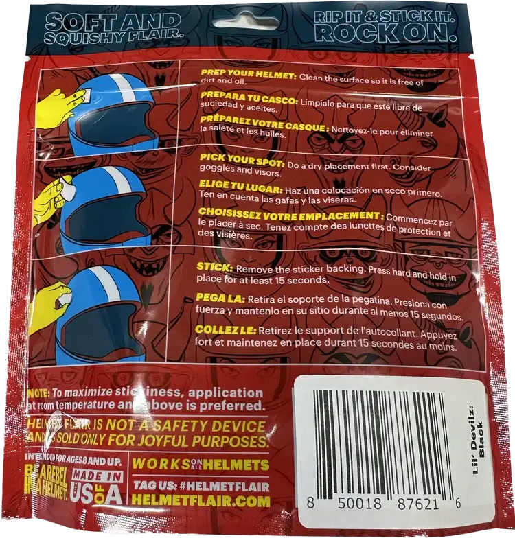 helmet flair softeez back of package image showing instructions for use