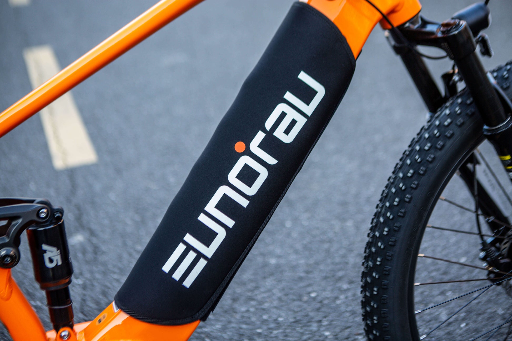 EUNORAU Thermal Electric Bike Downtube Battery Wrap shown installed on ebike