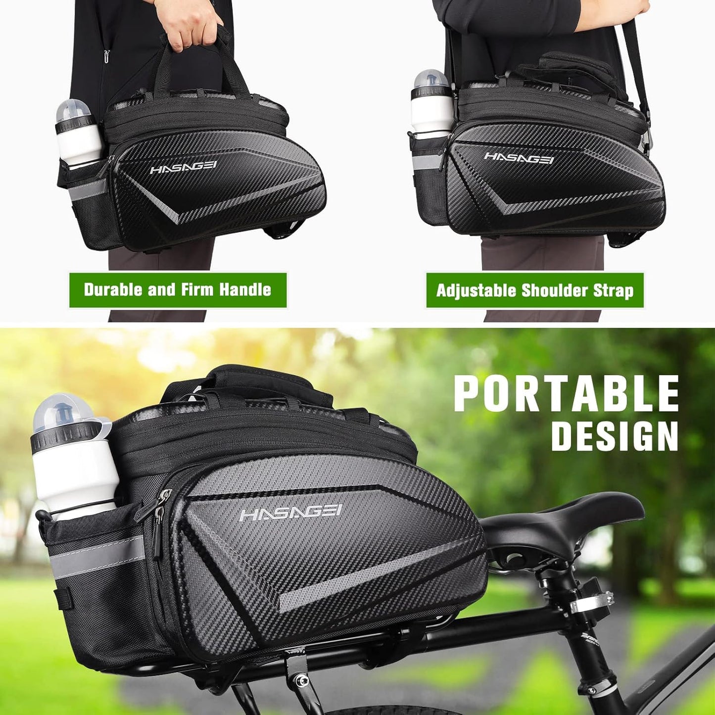 Bike Trunk with Expandable Pannier Saddle Bags for Rear Bike Racks