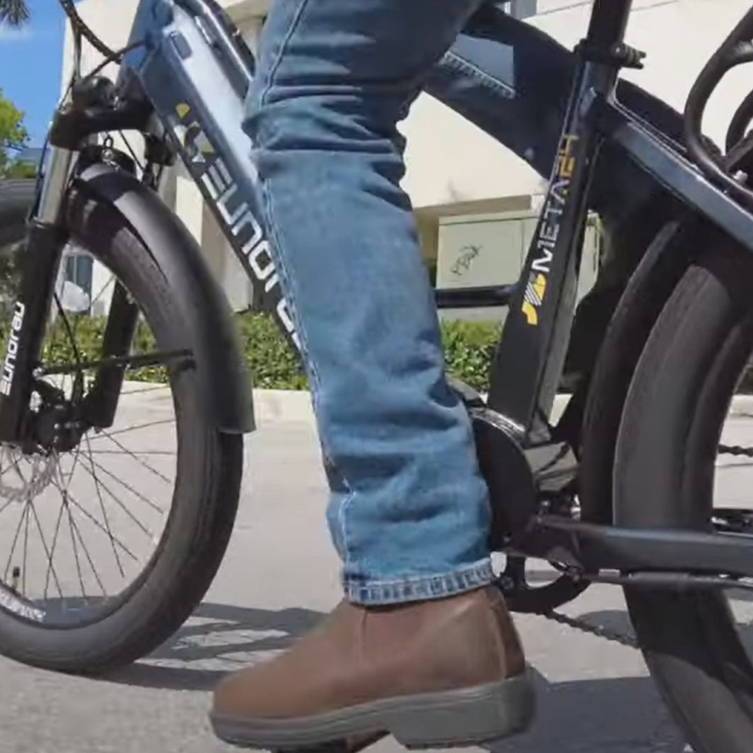 EUNORAU META Ebike frame close up with rider