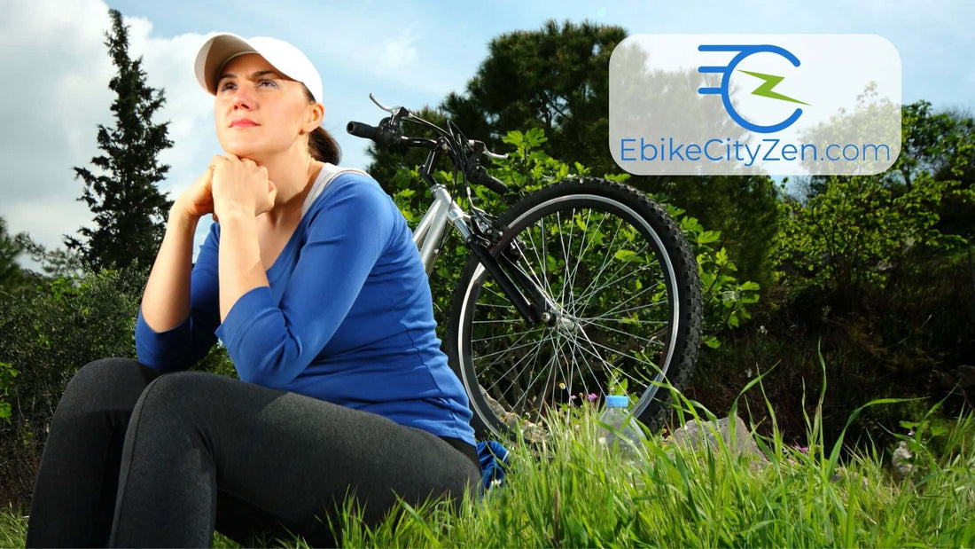 Woman relaxing and looking happy during her Ebike ride