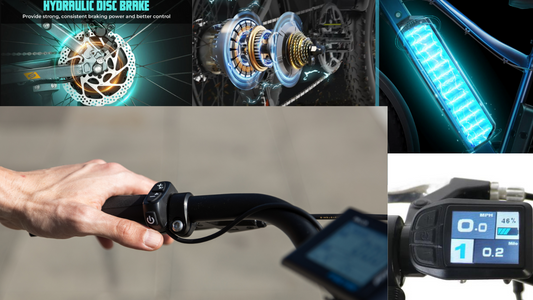 collage of ebike components