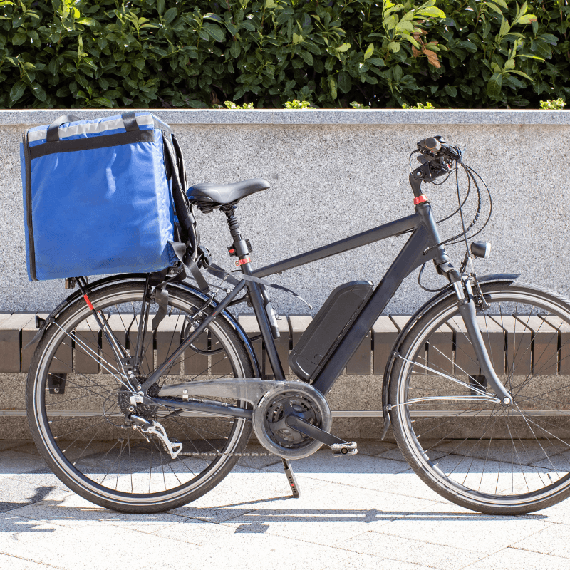 Delivery Ebike collection image of an ebike with an insulated food carrier mounted to the rear of an electric bicycle