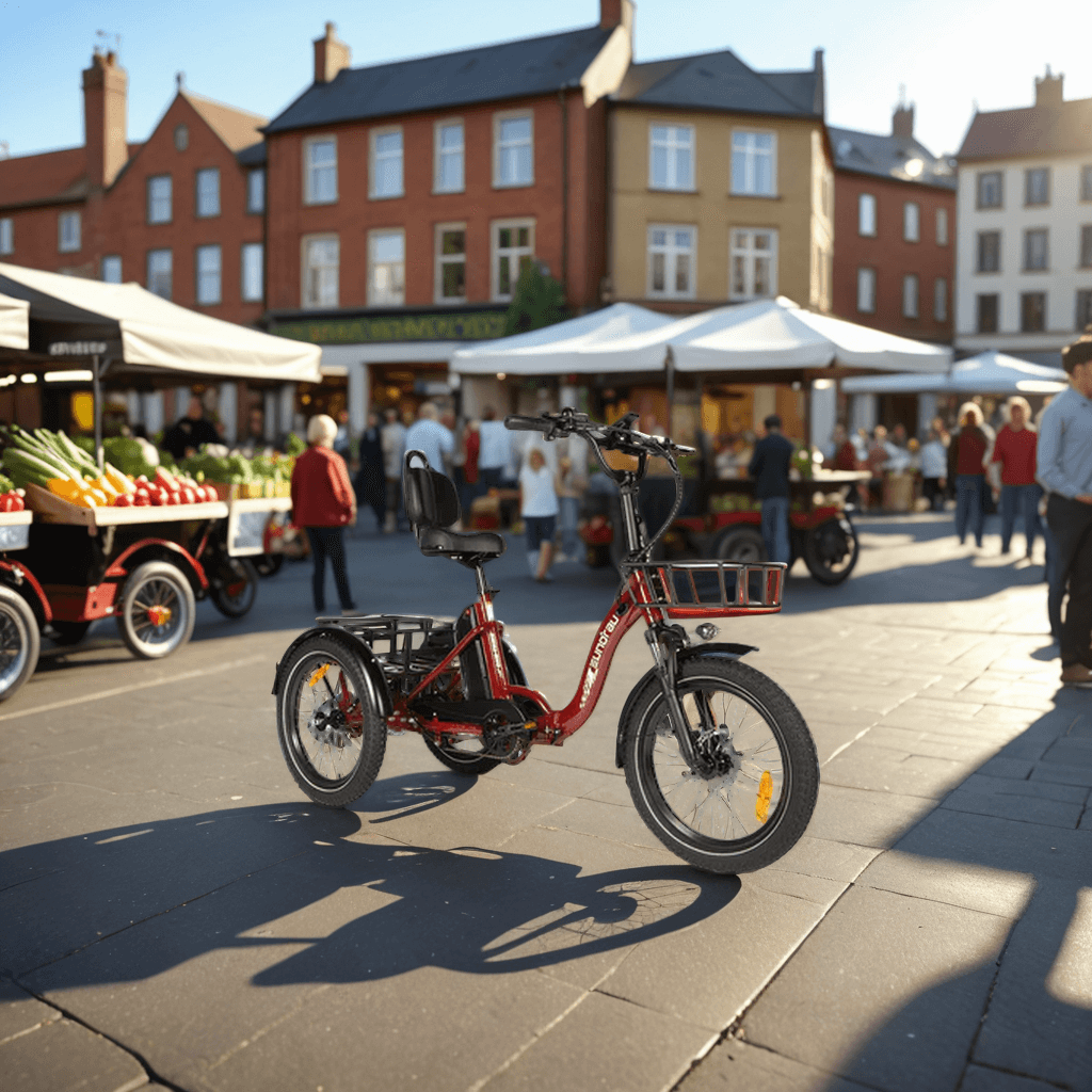 collection image for Electric tricycles, showing the Eunorau One-Trike at a farmers market