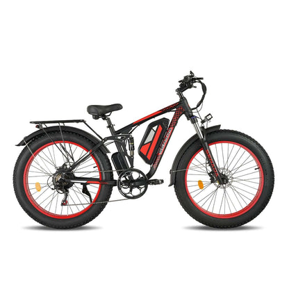 red senada viper plus 1000w rear hub motor full suspension ebike right side view