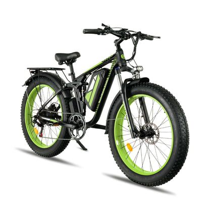 green senada viper plus 1000w rear hub motor full suspension ebike right side view