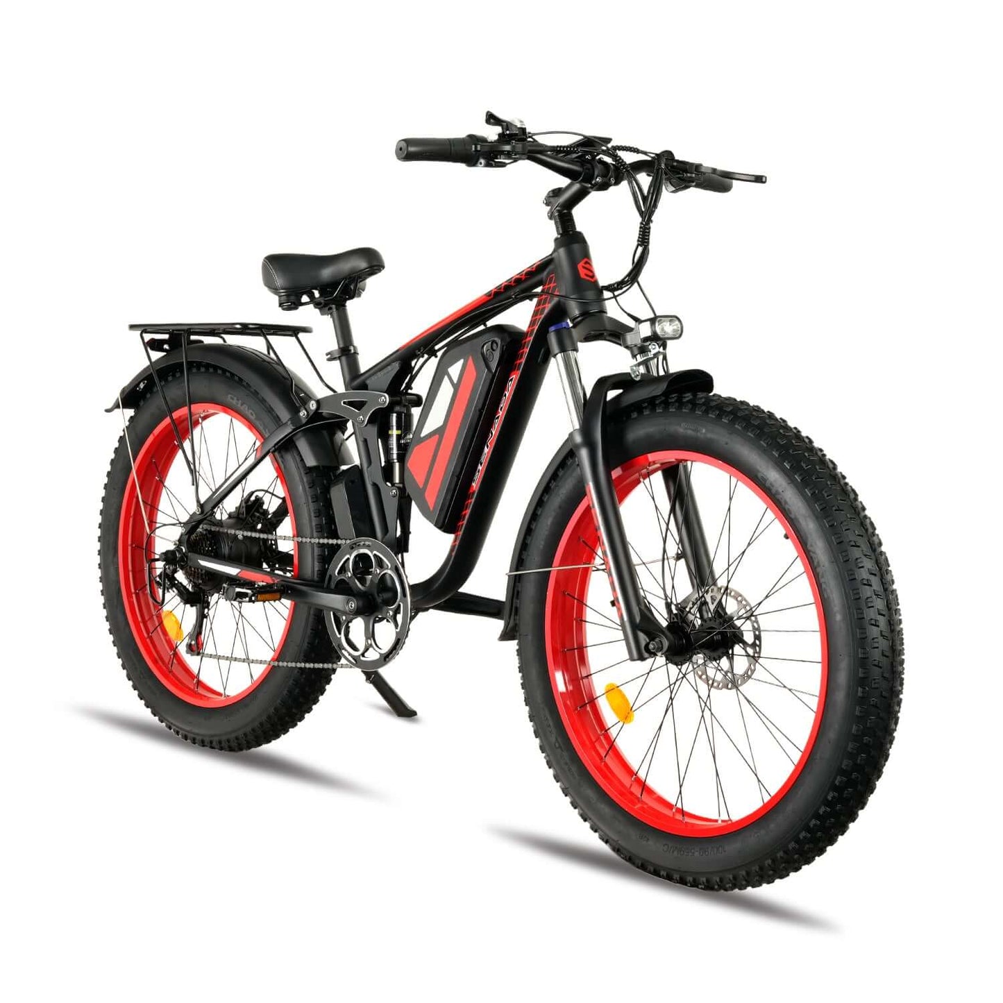 red senada viper plus 1000w rear hub motor full suspension ebike right side view