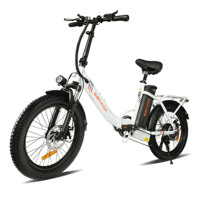 white senada austin folding ebike left side view