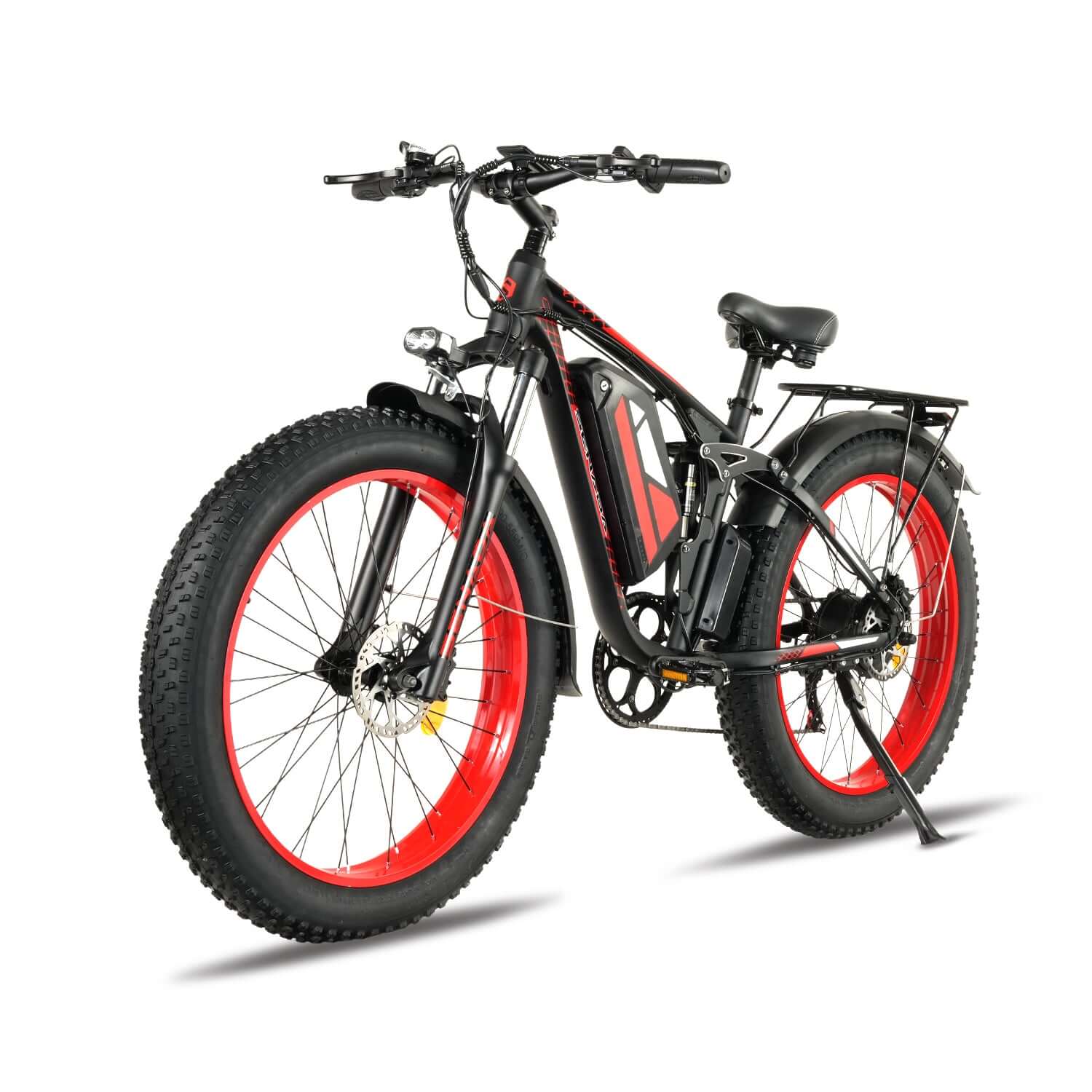 red senada viper plus 1000w rear hub motor full suspension ebike left front side view