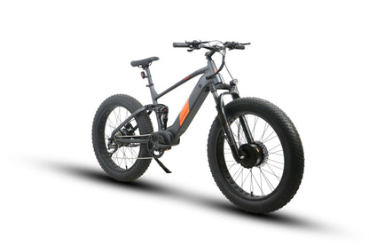 EUNORAU DEFENDER-S e-bike with fat tires, full suspension, and dual 750W motors for urban and off-road adventures