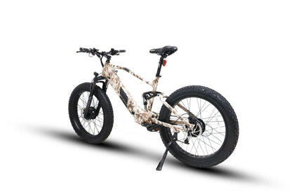 EUNORAU DEFENDER-S e-bike with fat tires, full suspension, and two 750W motors for power and torque, suitable for urban and off-road adventures