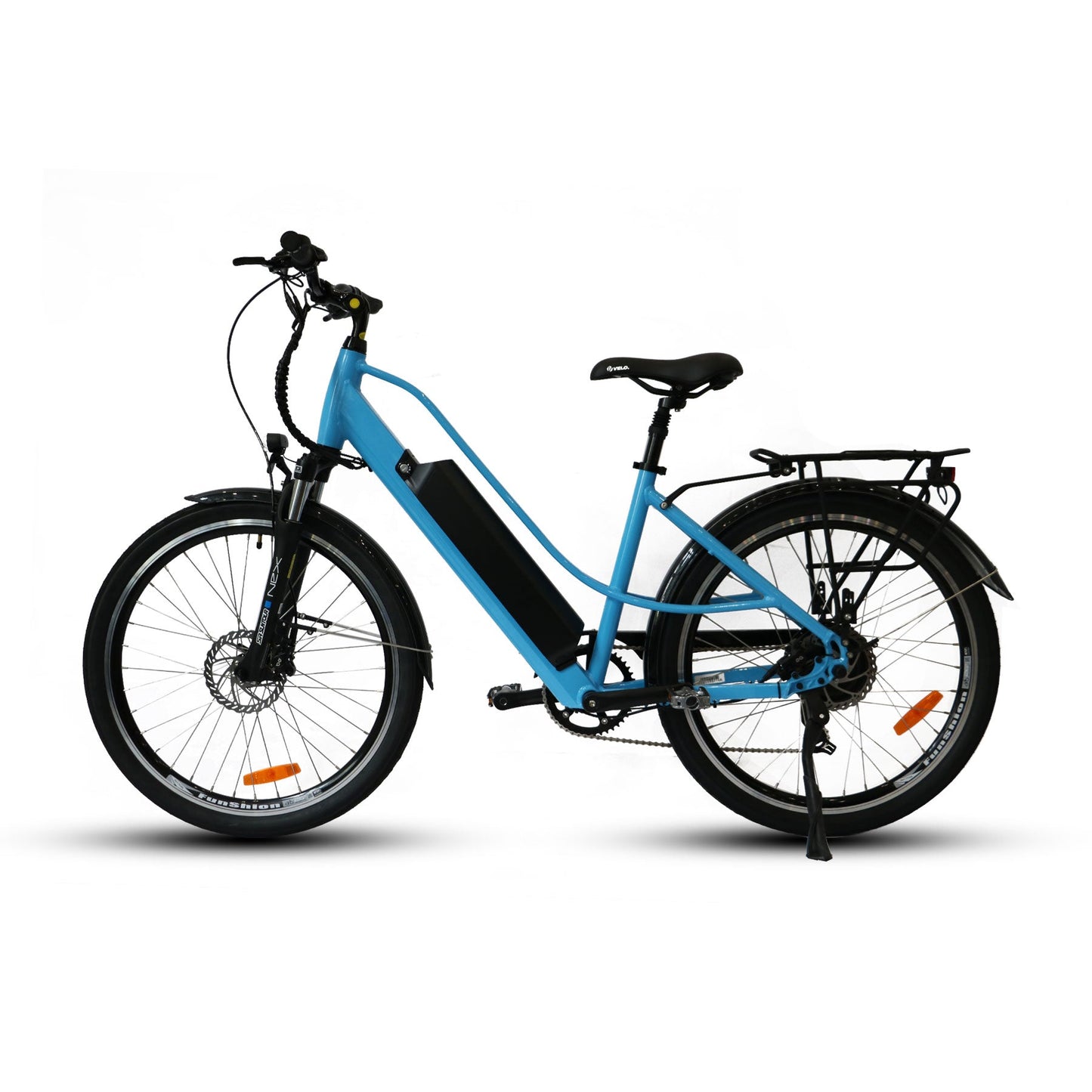 EUNORAU E-TORQUE affordable comfort city ebike with pedal assist, throttle, full-color display, and LED lights for urban and suburban use