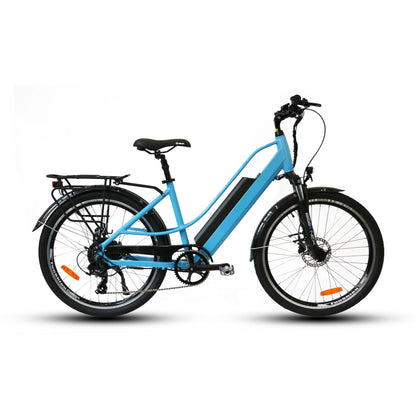 EUNORAU E-TORQUE comfort city ebike with pedal assist, throttle, full-color display, and LED lights for urban and suburban commuting