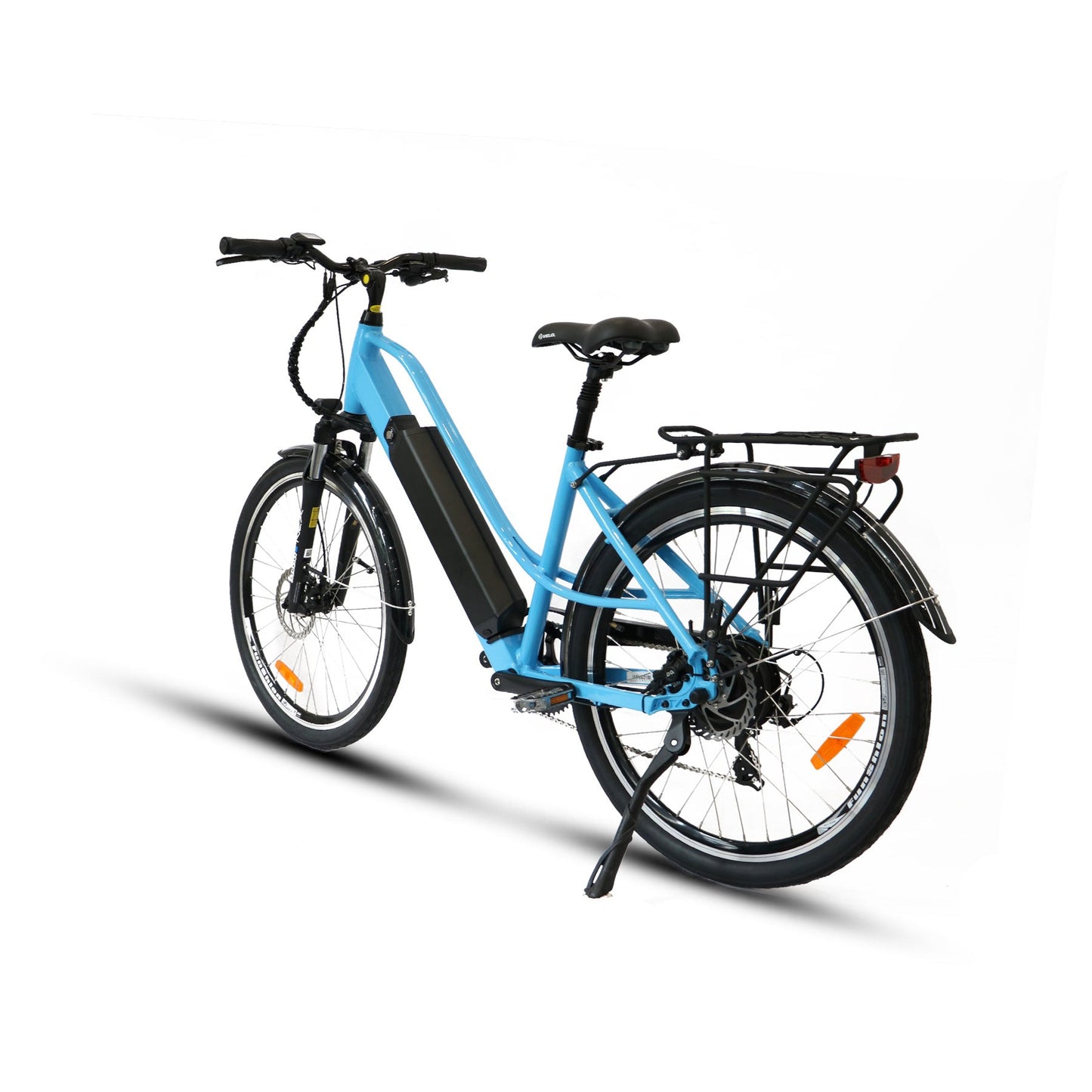 EUNORAU E-TORQUE electric city bike with full-color display, pedal assist, throttle, and LED lights for urban and suburban commuting