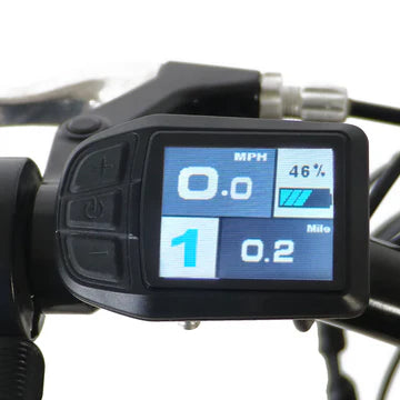 EUNORAU E-TORQUE ebike full-color display showing speed, battery level, and distance for electric bicycle