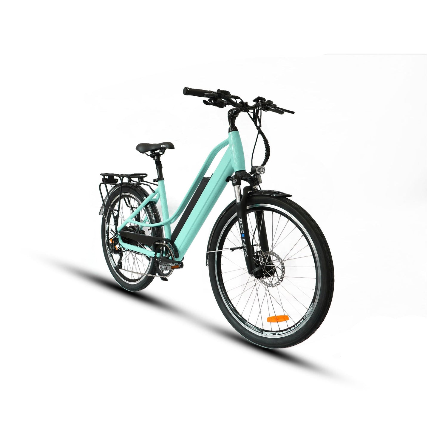 EUNORAU E-TORQUE electric bicycle city ebike with pedal assist, throttle, full-color display, and LED lights, perfect for urban and suburban commuting