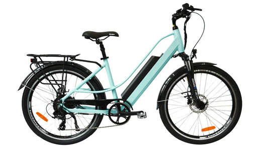 EUNORAU E-TORQUE Affordable Comfort City electric Bicycle with Pedal Assist, Throttle, Full-Color Display, and LED Lights for Urban and Suburban Use