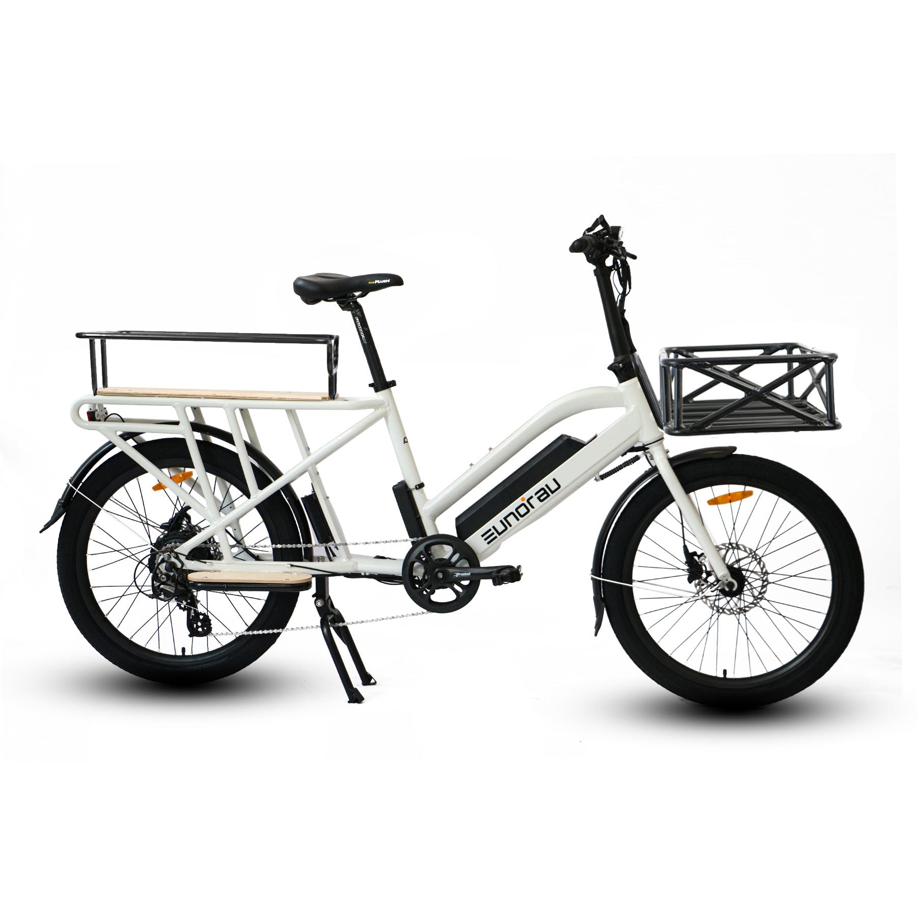 EUNORAU MAX-CARGO electric long-tail cargo ebike with integrated lights, fenders, and cargo racks for 440lbs capacity