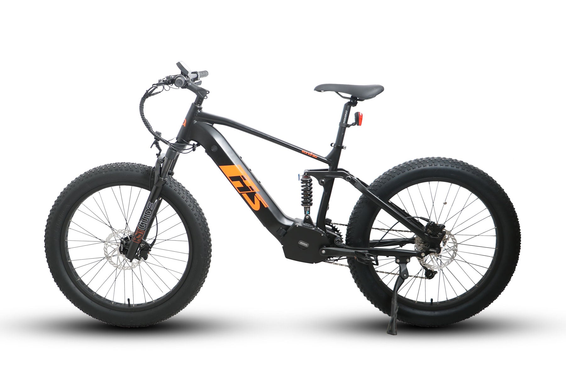 EUNORAU FAT-HS fat tire Ebike with dual suspension and overpowered mid-drive motor for adventure trails