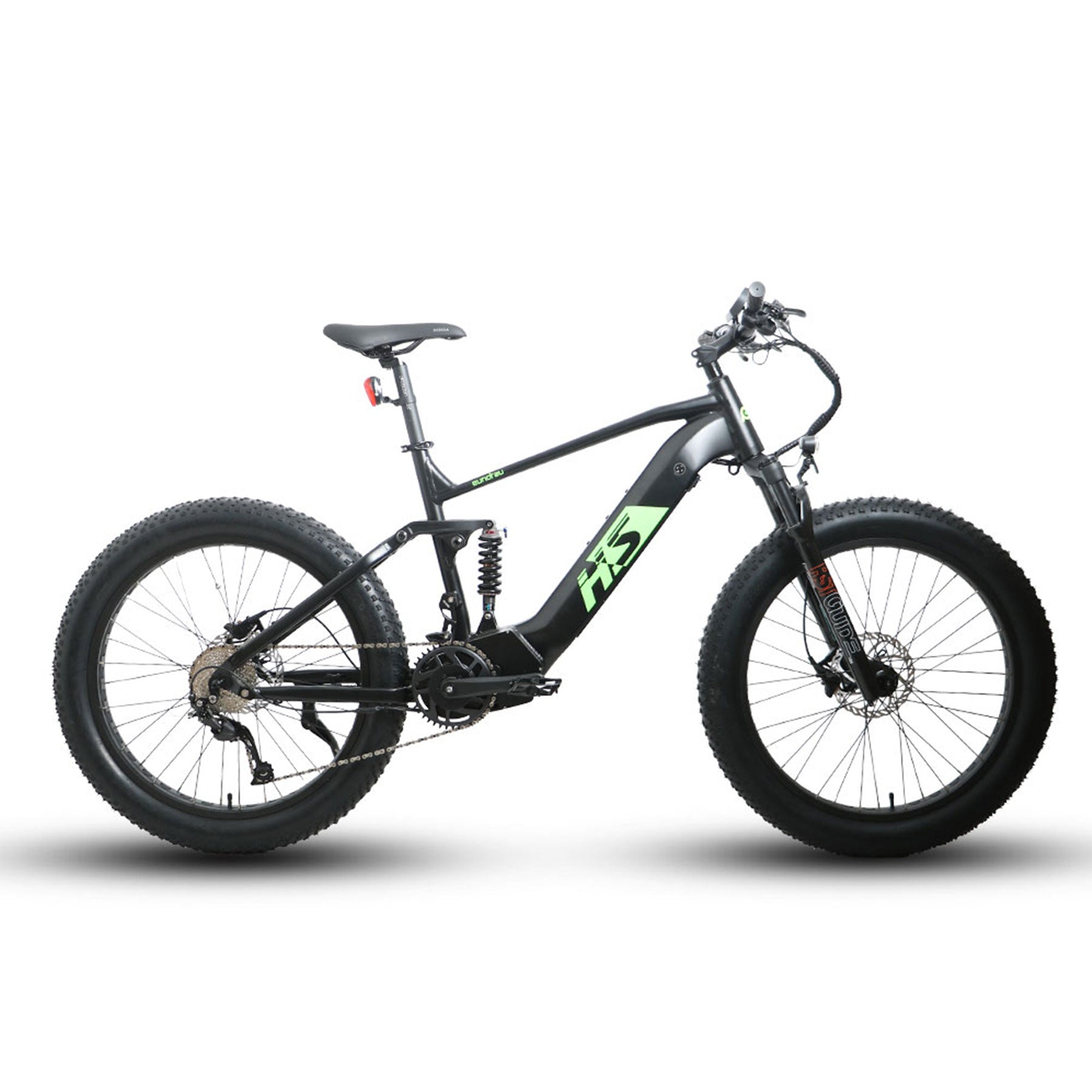 EUNORAU FAT-HS fat tire electric bike with dual suspension and powerful mid-drive motor designed for steep hills and adventurous trails