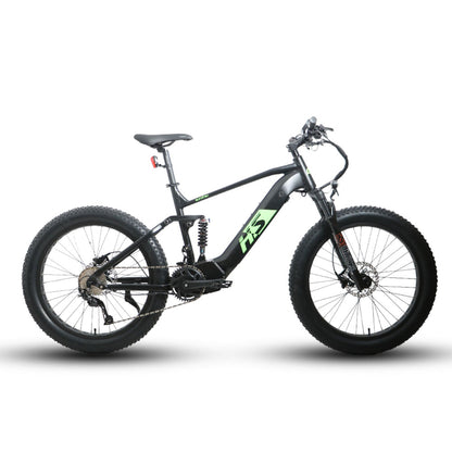 EUNORAU FAT-HS fat tire electric bike with dual suspension and powerful mid-drive motor designed for steep hills and adventurous trails