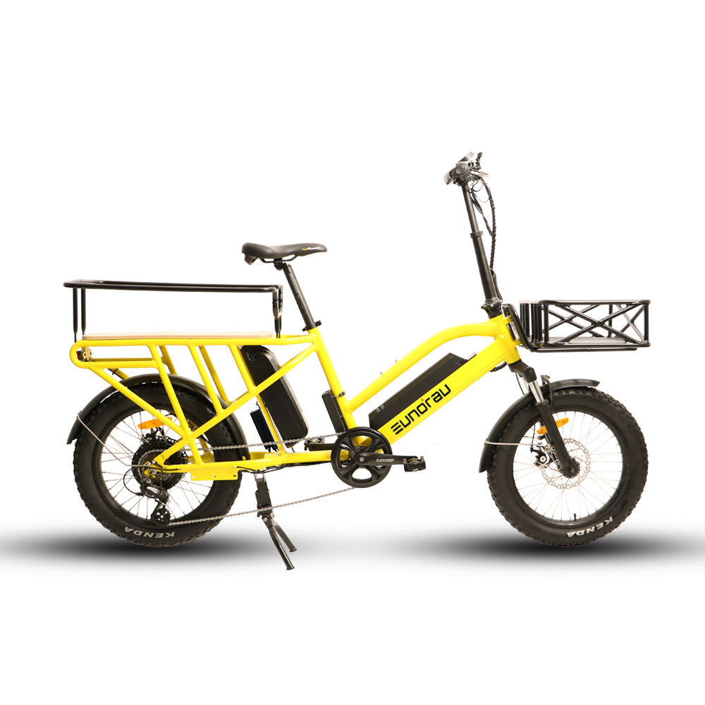 EUNORAU G30-CARGO ebike side view with basket and racks