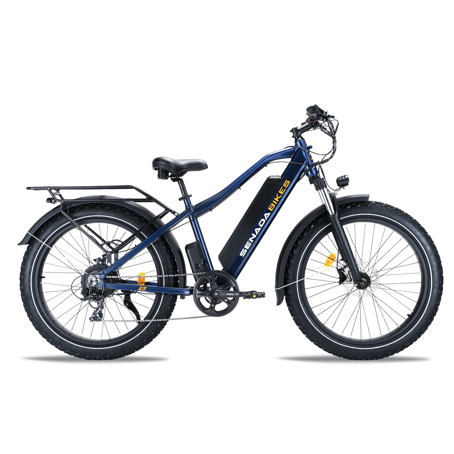 SENADA SABER PLUS electric bike with hydraulic disc brakes, advanced battery protection, and all-terrain capability.