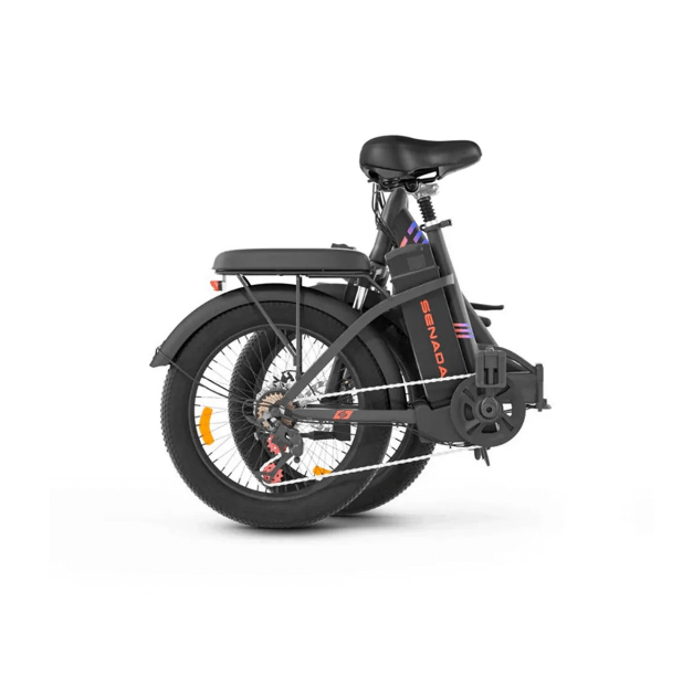 black senada austin folding ebike showing electric bicycle folded