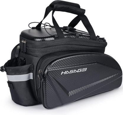 Bike Trunk with Expandable Pannier Saddle Bags for Rear Bike Racks