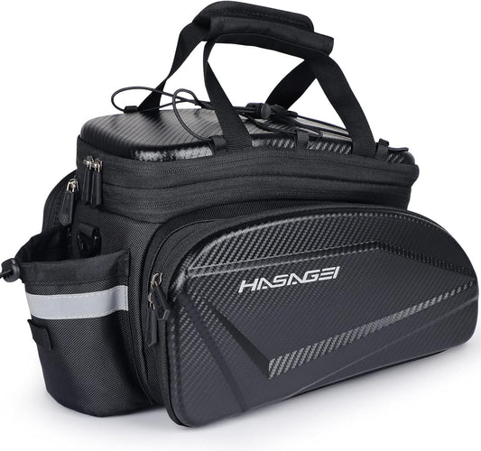 Bike Trunk with Expandable Pannier Saddle Bags for Rear Bike Racks