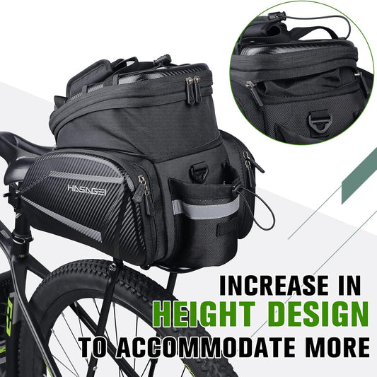 Bike Trunk with Expandable Pannier Saddle Bags for Rear Bike Racks