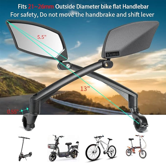 360° Adjustable Bike Mirror | HD Wide-Angle Rear View for Ebikes, Commuter, and City Bikes | Left Side