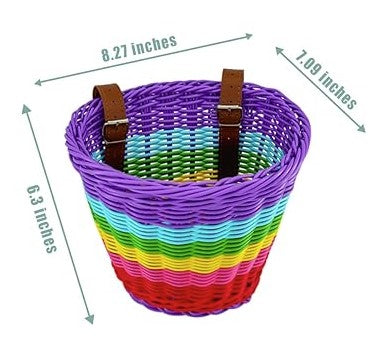 Rainbow Wicker Bike Basket