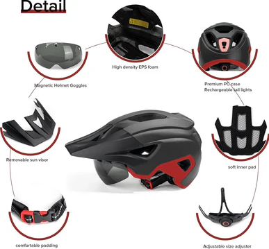 Bike Helmet with Removable Magnetic Goggles