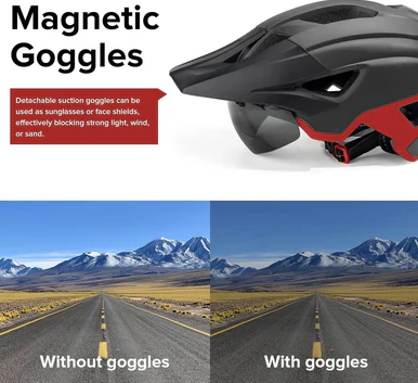 Bike Helmet with Removable Magnetic Goggles