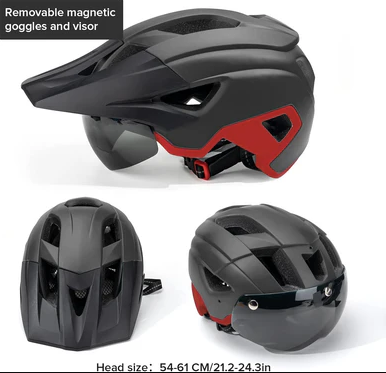 Bike Helmet with Removable Magnetic Goggles